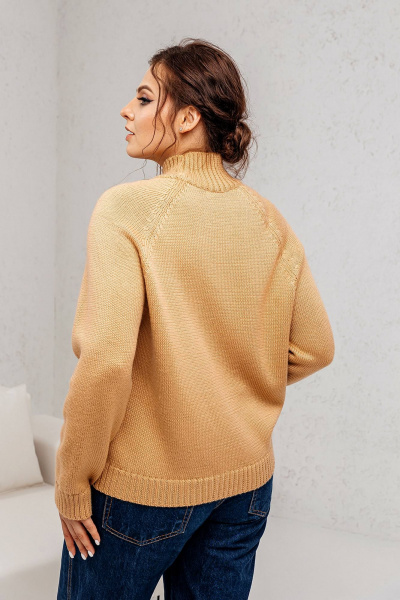 Джемпер из шерстяной пряжи с воротником-стойкой для casual стиль Romgil РВ0114-ШЕ5 соломенный - фото 6