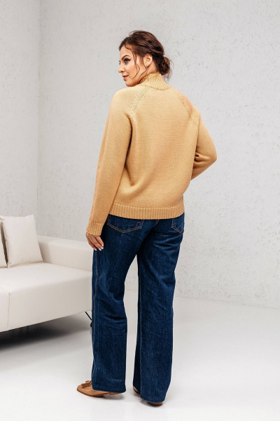 Джемпер из шерстяной пряжи с воротником-стойкой для casual стиль Romgil РВ0114-ШЕ5 соломенный - фото 5