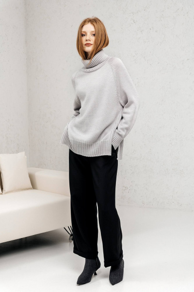 Оверсайз свитер с мягкой шерстяной пряжей на каждый день Romgil РВ0124-ШЕ5 светло-серый - фото 6