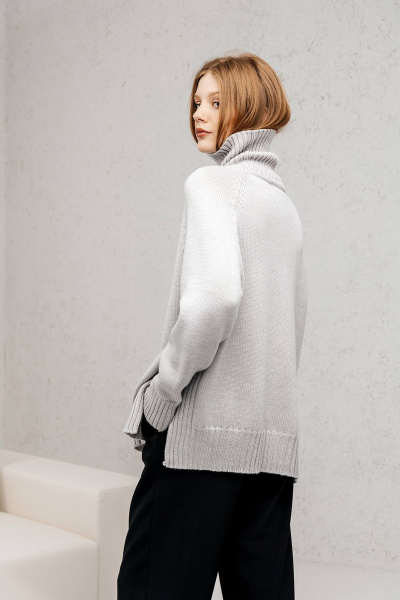 Оверсайз свитер с мягкой шерстяной пряжей на каждый день Romgil РВ0124-ШЕ5 светло-серый - фото 2