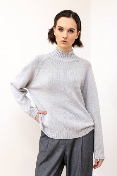 Джемпер свободного силуэта из мягкой шерстяной пряжи Romgil РВ0126-ШЕ5 светло-серый - фото 1