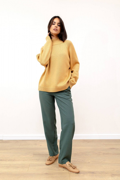 Джемпер оверсайз из шерстяной пряжи для комфортного стиля Romgil РВ0126-ШЕ5 соломенный - фото 5