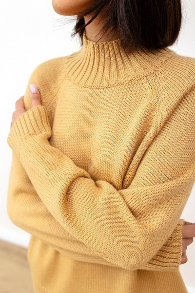 Джемпер оверсайз из шерстяной пряжи для комфортного стиля Romgil РВ0126-ШЕ5 соломенный - фото 3