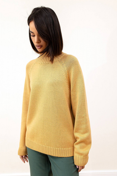 Джемпер оверсайз из шерстяной пряжи для комфортного стиля Romgil РВ0126-ШЕ5 соломенный - фото 1