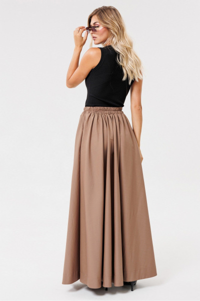 Бежевая юбка расклешенная из хлопкового текстиля PRATA wear S001 бежевый - фото 5