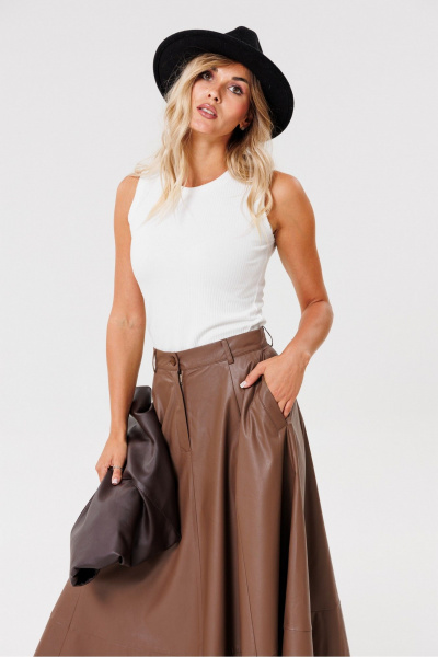 Топ из трикотажа полуприлегающий для круглогодичного ношения PRATA wear S005 белый - фото 1