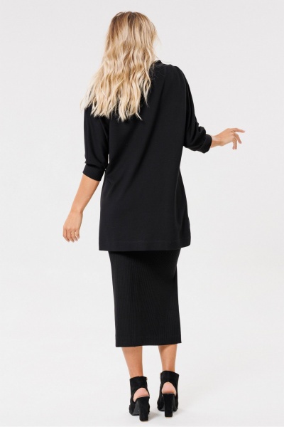 Черная трикотажная юбка с разрезом и поясом PRATA wear S006 черный - фото 7