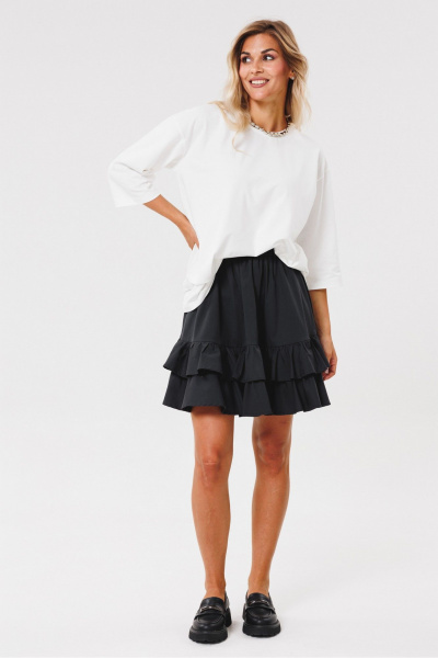 Черная текстильная юбка с воланами и резинкой PRATA wear S009 черный - фото 1