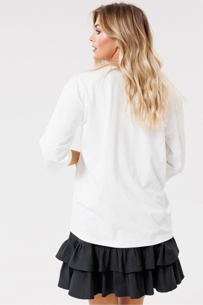 Белый трикотажный джемпер оверсайз с принтом PRATA wear S011 белый - фото 5