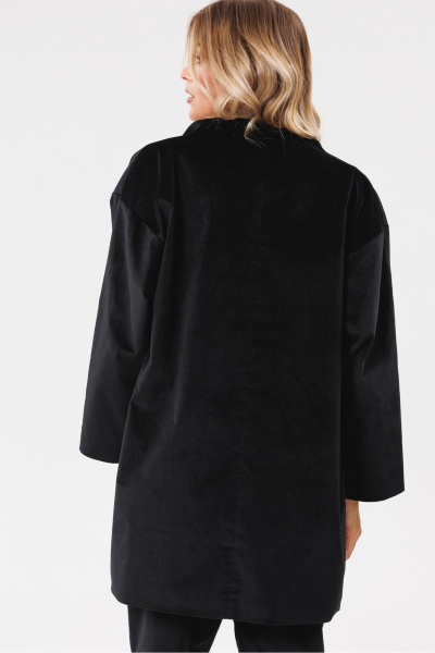 Круглогодичный оверсайз жакет из бархата с стойкой PRATA wear S015 черный - фото 8