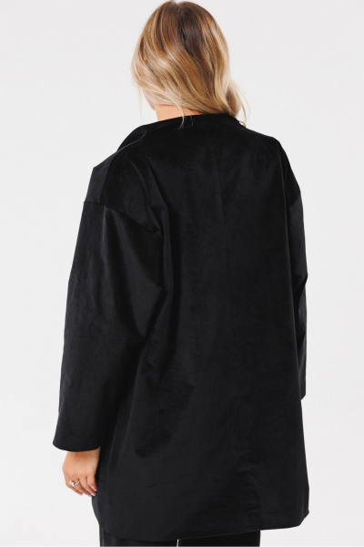 Круглогодичный оверсайз жакет из бархата с стойкой PRATA wear S015 черный - фото 7