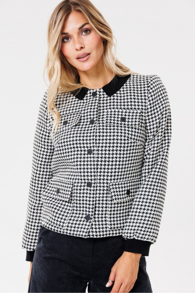 Круглогодичный женский бомбер с накладными карманами PRATA wear S018 черный - фото 1