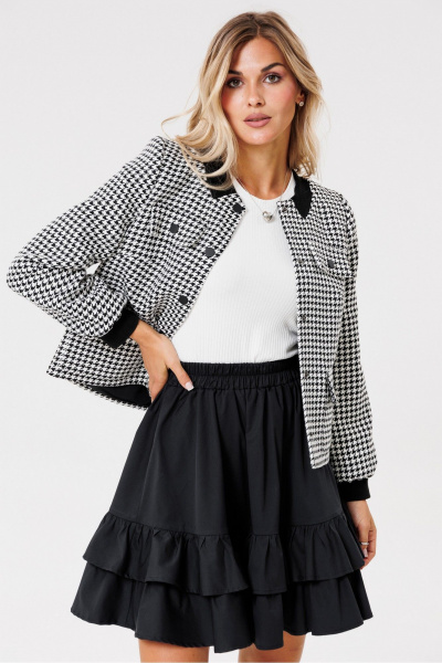 Круглогодичный женский бомбер с накладными карманами PRATA wear S018 черный - фото 3