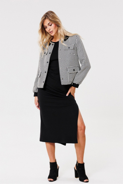 Круглогодичный женский бомбер с накладными карманами PRATA wear S018 черный - фото 2