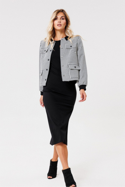 Круглогоднее трикотажное платье с разрезом и вырезом PRATA wear S021 черный - фото 8