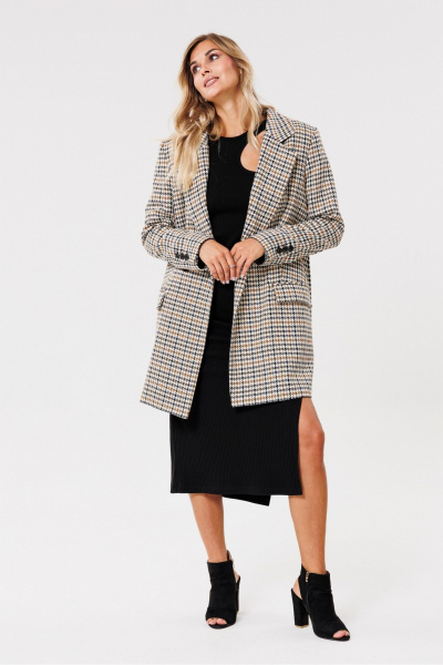 Круглогоднее трикотажное платье с разрезом и вырезом PRATA wear S021 черный - фото 7