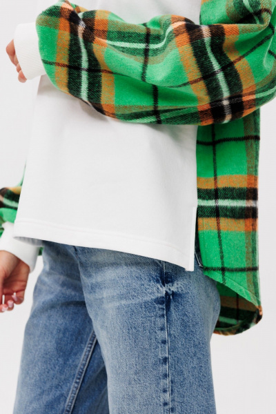 Джемпер свободного кроя из трикотажа в крупную клетку HIT 2014/1 зеленый,белый - фото 7