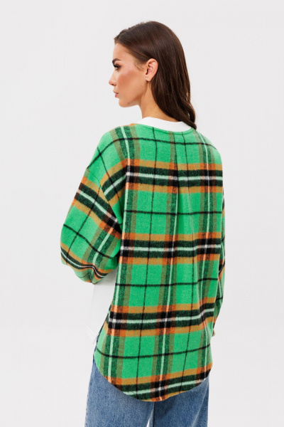 Джемпер свободного кроя из трикотажа в крупную клетку HIT 2014/1 зеленый,белый - фото 6