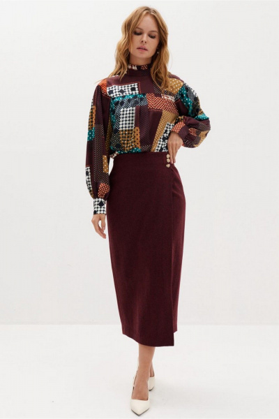 Юбка миди на запах с отлетной шлицей и вытачками C. of PAPAYA NEW 1740 - фото 5