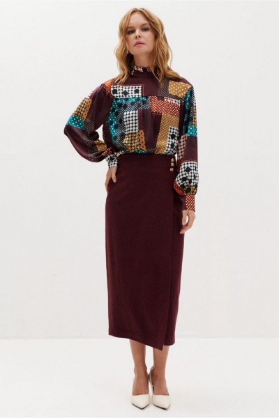 Юбка миди на запах с отлетной шлицей и вытачками C. of PAPAYA NEW 1740 - фото 1