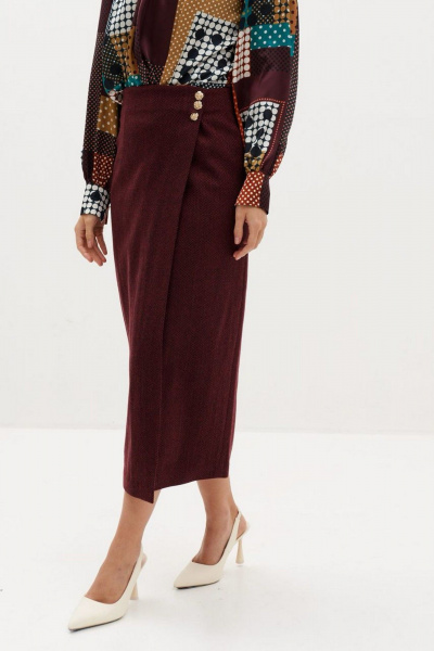 Юбка миди на запах с отлетной шлицей и вытачками C. of PAPAYA NEW 1740 - фото 3