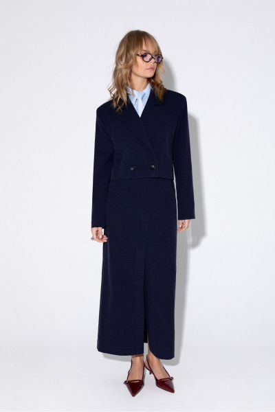 Макси-юбка с высоким разрезом и поясом на шлевках PiRS 5362 темно-синий - фото 3