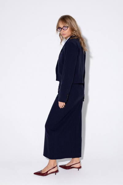 Макси-юбка с высоким разрезом и поясом на шлевках PiRS 5362 темно-синий - фото 2
