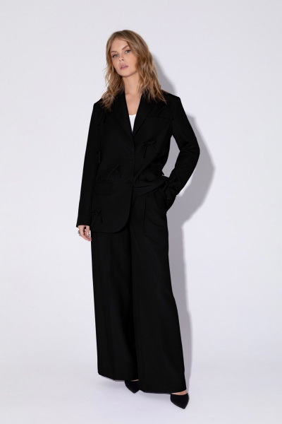 Костюм двойка жакет оверсайз и брюки-палаццо PiRS 5463 черный - фото 4