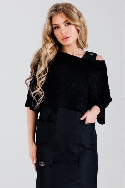 Джемпер и платье из трикотажа для стильных образов Faufilure C1517 черный - фото 2