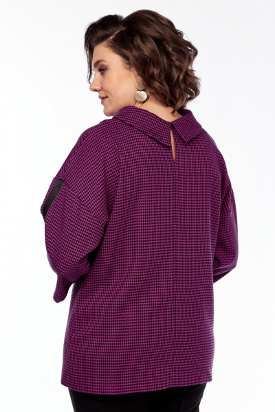 Блуза с кожаной отделкой и брюки на резинке из текстиля SVT-fashion 609 фуксия - фото 3