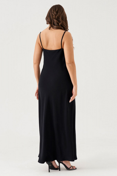 Элегантное черное платье макси с V-образным вырезом из струящейся ткани Панда 187883w черный - фото 4
