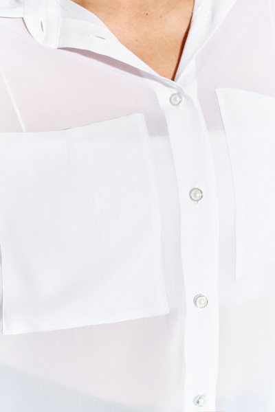 Легкая шифоновая рубашка-накидка с накладными карманами IVA 1576 белый - фото 8