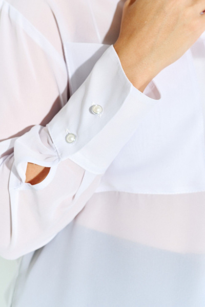 Легкая шифоновая рубашка-накидка с накладными карманами IVA 1576 белый - фото 7