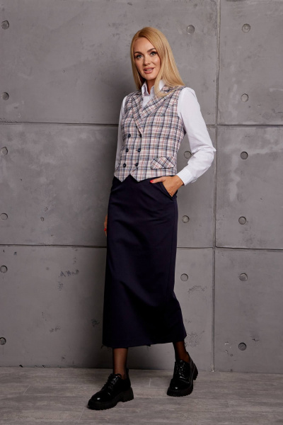 Юбочный комплект с жакетом и укороченным жилетом Azzara 968К - фото 1