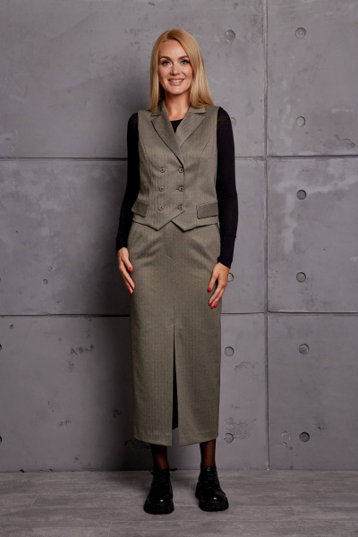 Костюм из жилета и юбки с вертикальными рельефами Azzara 969 - фото 3