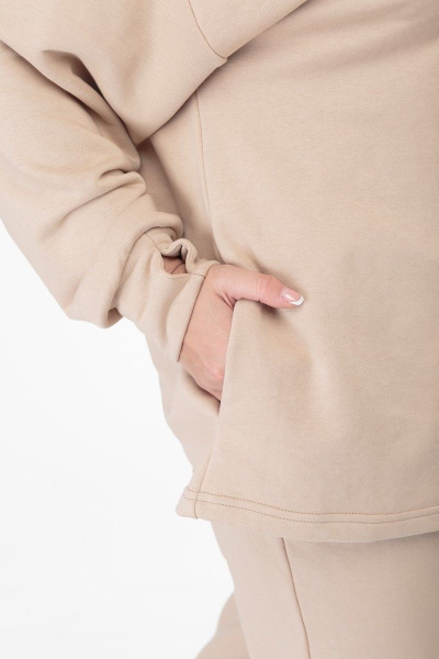Бежевый спортивный комплект из трикотажа: худи и брюки Anelli 910 бежевый - фото 12
