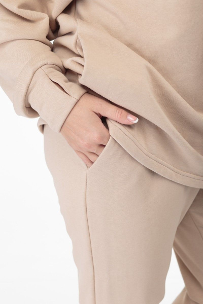Бежевый спортивный комплект из трикотажа: худи и брюки Anelli 910 бежевый - фото 11