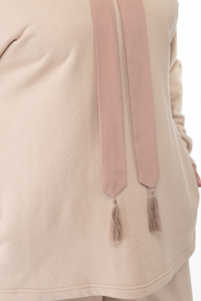 Бежевый спортивный комплект из трикотажа: худи и брюки Anelli 910 бежевый - фото 10