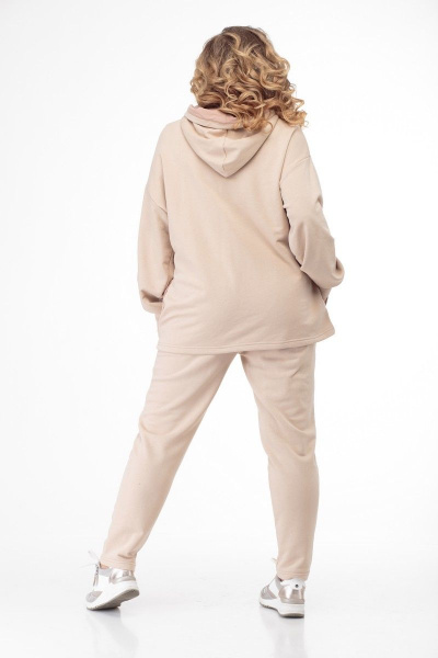 Бежевый спортивный комплект из трикотажа: худи и брюки Anelli 910 бежевый - фото 8