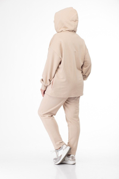 Бежевый спортивный комплект из трикотажа: худи и брюки Anelli 910 бежевый - фото 7