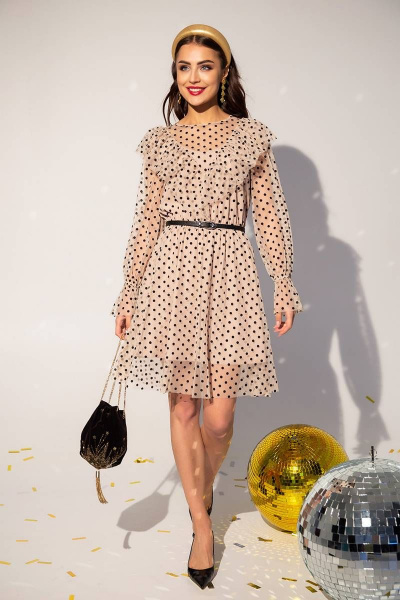 Платье Daloria 1733 бежевый-черный - фото 1