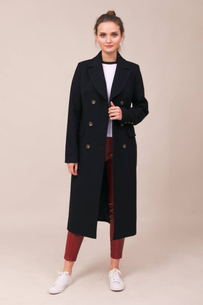 Пальто из пальтовой ткани миди с карманами и поясом Winkler’s World 644 темно-синий - фото 7