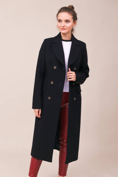 Пальто из пальтовой ткани миди с карманами и поясом Winkler’s World 644 темно-синий - фото 6