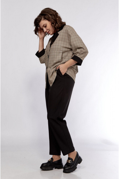 Мультиколорный деловой жакет и брюки с резинкой VIA-Mod 644 - фото 4