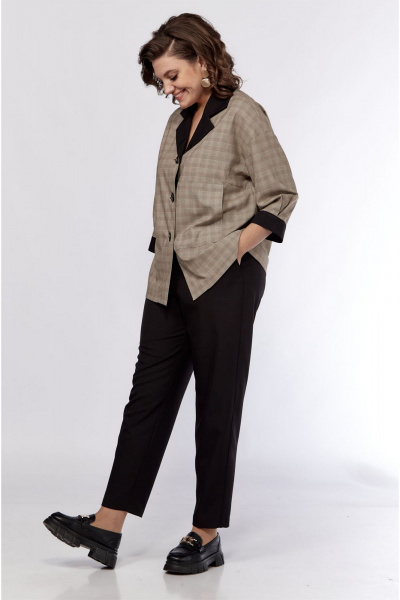 Мультиколорный деловой жакет и брюки с резинкой VIA-Mod 644 - фото 2