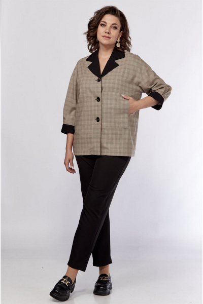 Мультиколорный деловой жакет и брюки с резинкой VIA-Mod 644 - фото 1