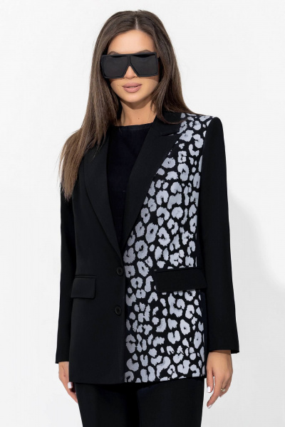 Черный базовый пиджак с анималистичным принтом Gold Style 2677 черный - фото 7