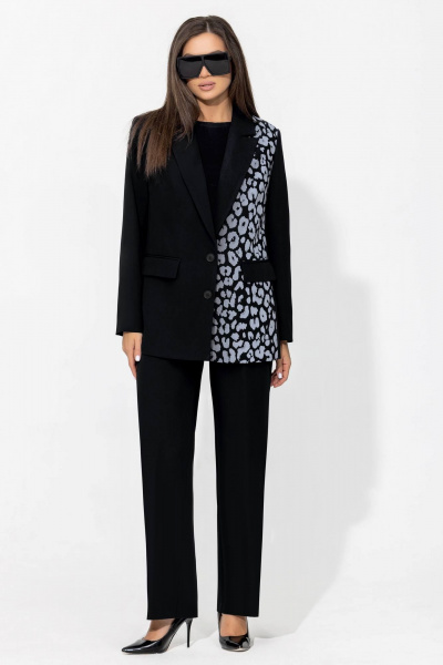 Черный базовый пиджак с анималистичным принтом Gold Style 2677 черный - фото 4