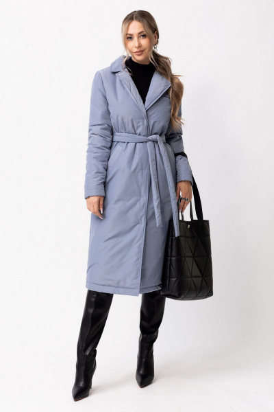 Голубое утепленное пальто с отложными лацканами Golden Valley 7167 темно-голубой - фото 1