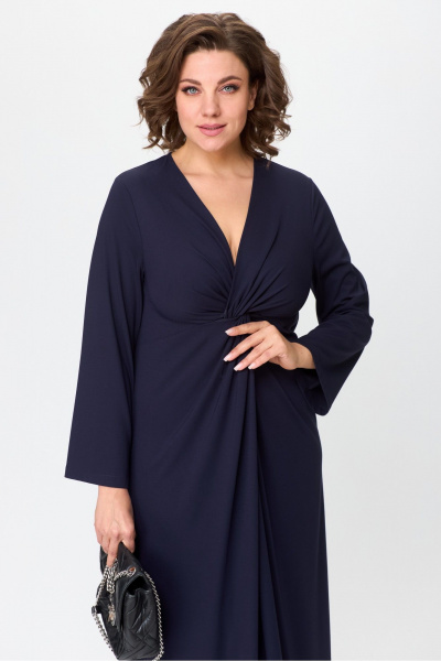 Модное платье миди с узлом и разрезом из трикотажной вискозы SILVERSPICE S-5314 - фото 8